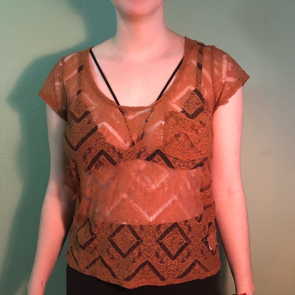 Brown Crocheted Top